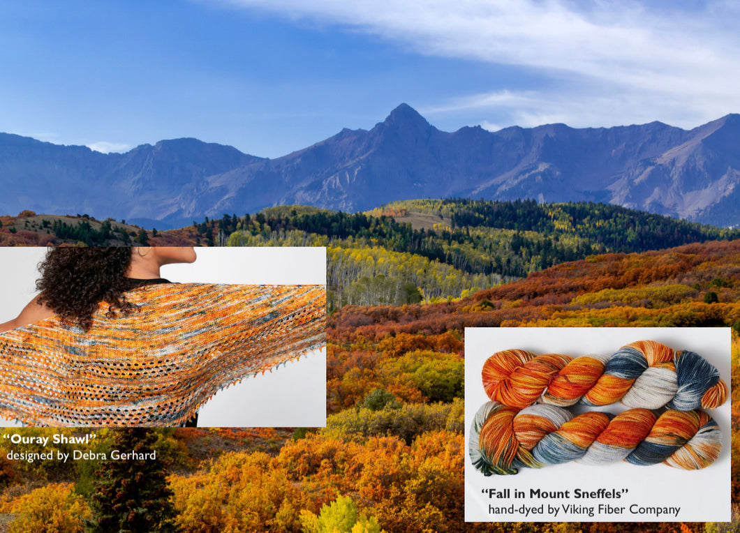October 2023 Exclusive Kit - Ouray Shawl Pattern + 2 Skeins of 