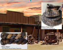 Load image into Gallery viewer, November 2023 Exclusive Kit - Ghost Town Cowl Pattern + 2 Skeins of &quot;Ghost Rider”