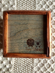 Two Sheeps Wooden Notion Boxes with Logo - Lt Walnut/Worn Navy