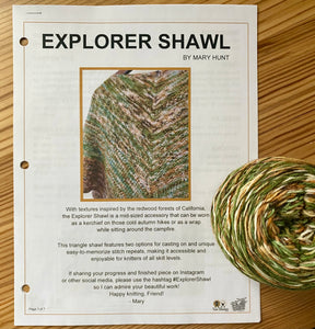 March 2023 Exclusive Kit - Explorer Shawl Pattern + 2 Skeins of "Redwood Winter”